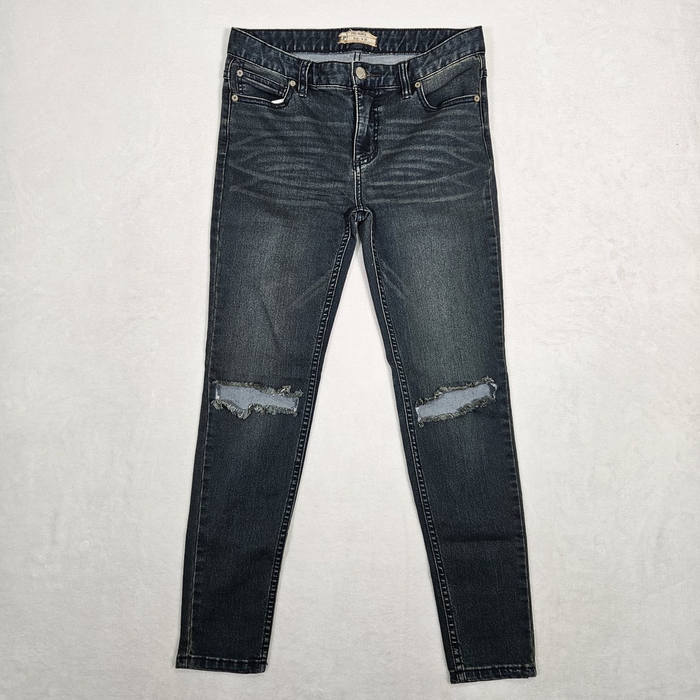 Free People FP Jeans Women's Size 27 Blue Distressed Cotton‎ Denim Dark Wash